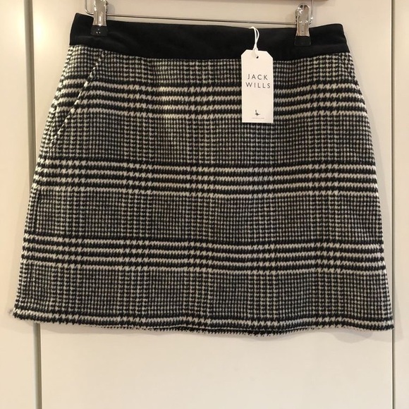 Jack Wills Hammerling Check A Line Skirt, Black - Picture 3 of 5